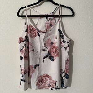 SHEIN Curve Floral Tank Top | Pink Rose Print Strappy Cami | Size 1XL